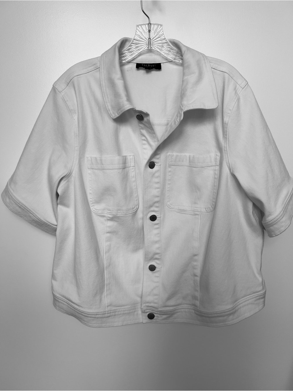 Talbots Short-Sleeve Button Front denim Jacket - White